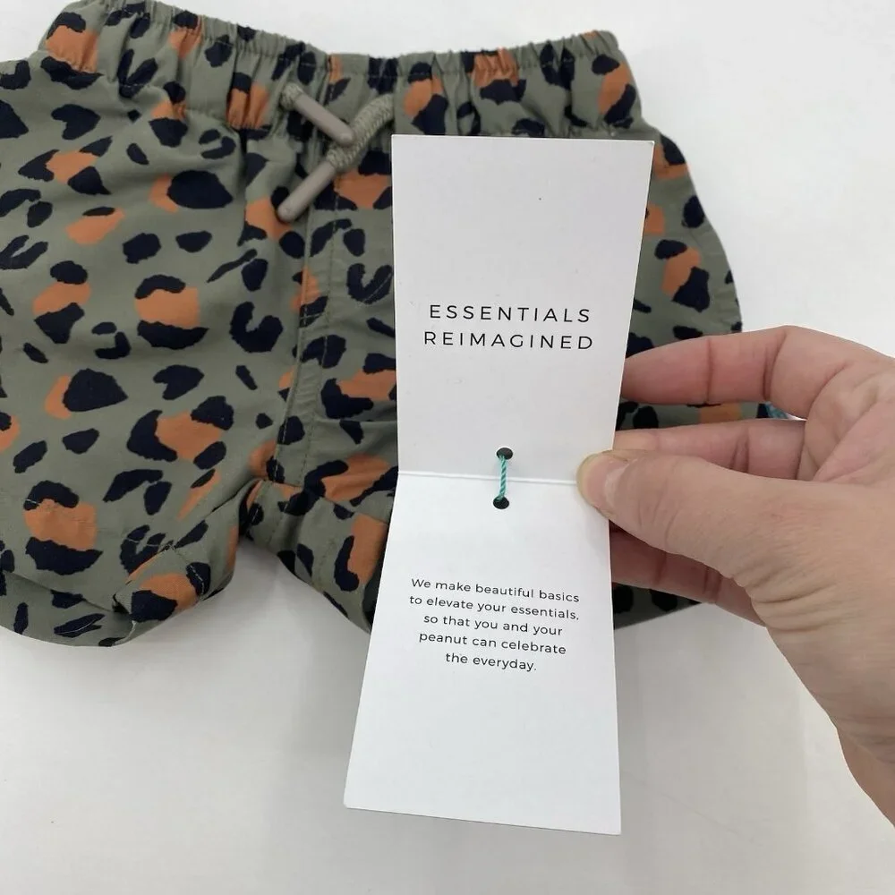 Posh Peanut Newborn Size 0-3M Green Eli Swim Trunks Animal Print NWT